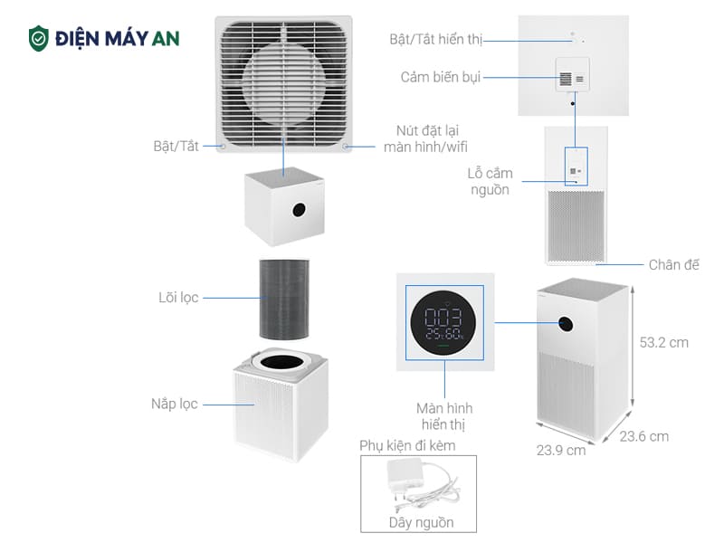 Máy lọc không khí Xiaomi Smart Air Purifier 4 lite EU (BHR5274GL) 33W